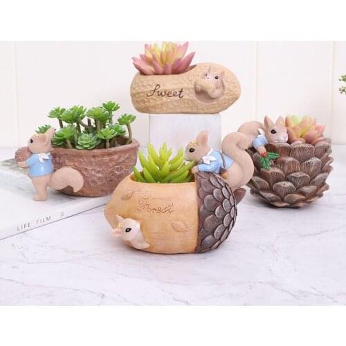 Flowerpot Garden Planter Flower Pot Desktop Decoration For Office Kids Gift Planter Figurines Resin Succulent Pots