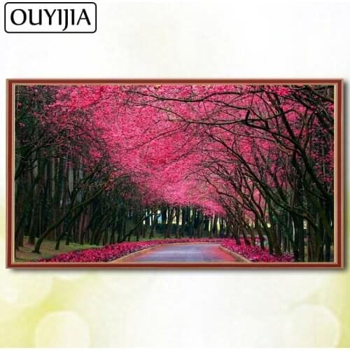 OUYIJIA Flower DIY 5D Diamond Painting Full Square Diamond Autumn Mosaic Embroidery Painting Picture Of Rhinestone Scenery Trees