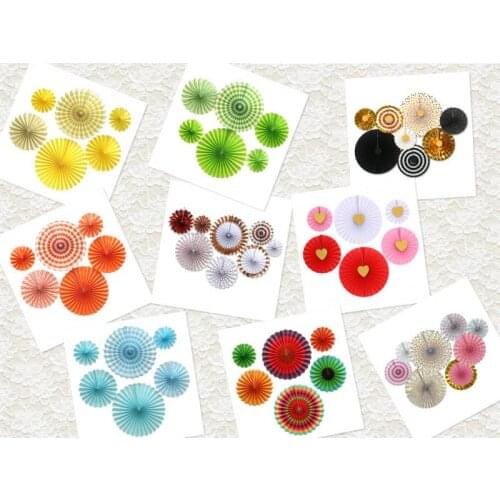 Decorative Wedding Party Paper Crafts6/8pcs Paper Fans DIY Hanging Tissue Paper Flower for Wedding Birthday Party Festival