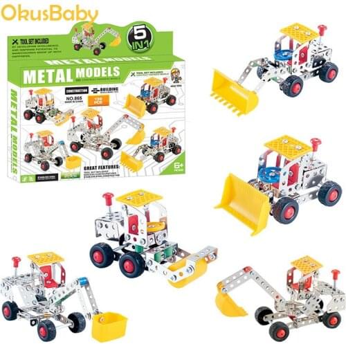 DIY 139pcs Steel Block Engineer Toys Boy Toys 5in1 Bricks Building Blocks Sets Education For Children Metal Toys Gift