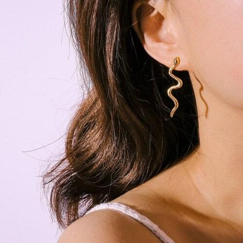 Long Snake Stud Earings For Women Girl Vintage Gold Color Animal Brincos Female Ear Stud Punk Gothic Fashion Jewelry 2021