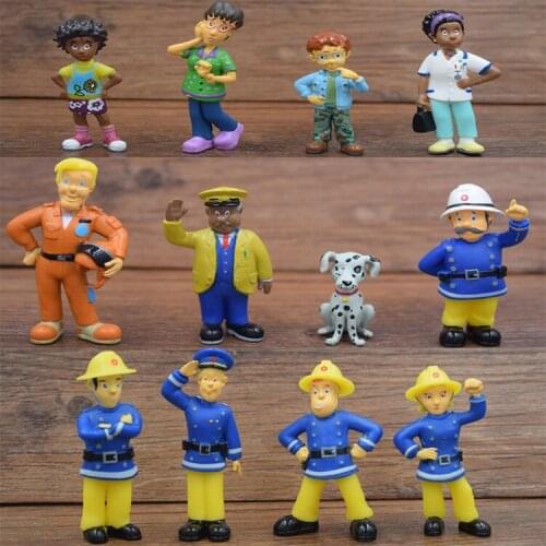 12 Pcs/Set Fireman Sam 3-6cm action figure toys Cute Cartoon PVC Dolls For Kids Decoration or collection Christmas Gift