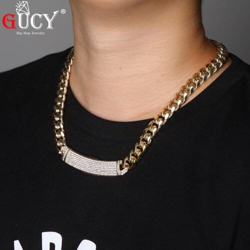 GUCY 12mm Width Newest Box Clasp Micro Pave Iced CZ Cuban Link Necklaces Chains Luxury Bling Jewelry Fashion Hiphop For Men