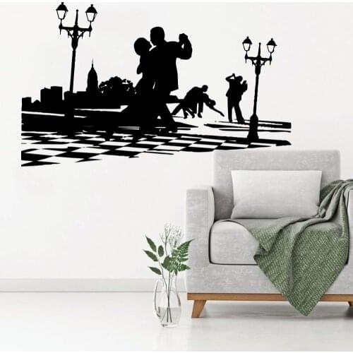 Art Ballerina Dancers Silhouette Wall Sticker Dacing Tango Salsa Break Boy And Girl Vinyl Wall Poster Home Creative Decor Q-65