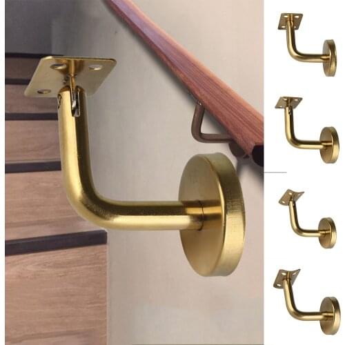 5pcs Gold Stainless Steel Handrail Bracket 60*60mm Bannister Support Stair Rail Bracket Fixing Wall Mounted Furniture Hardware