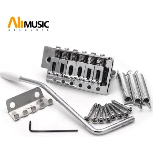 A Set Right handed 6 String Flat Saddle Single Tremolo Guitar Bridge System for Electric Guitar Black Chrome