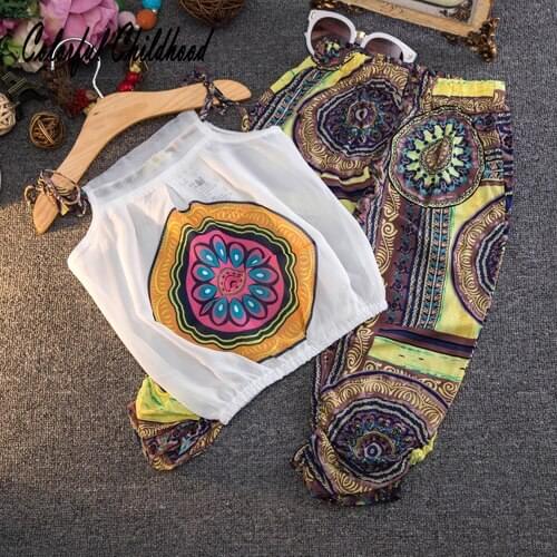 Newest Pretty Toddler Baby Kids Girls Clothes Sets Sisters Floral Tops Flower pants Cotton Cute Outfits Clothing Set Girl 02-7T