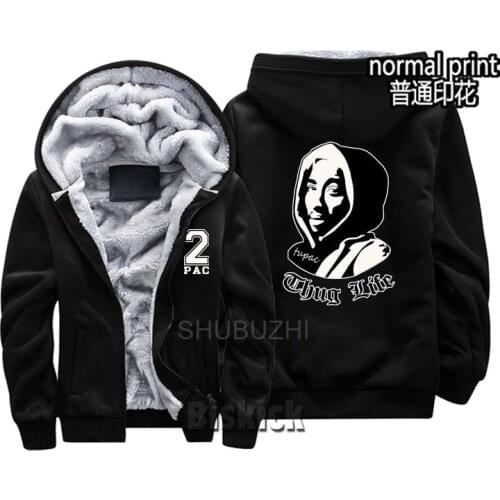 New fashion Men women Warm Thick Coat Jacket winter 2pac tupac biggie thug life hip hop Street velvet Sweatshirt top Hoodies