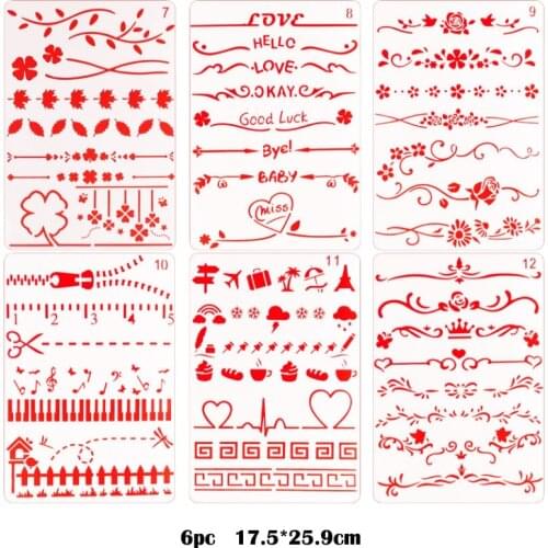 Bullet Journal Stencils flowers Dividing Line Painting Stencil DIY Scrapbooking Album Decorative Accessories Drawing Template