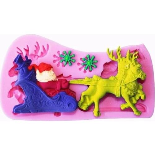 Christmas Santa Claus Milu Deer Shape Chocolate Candy Jello Silicone Fondant Lace Mold Mould Cake Decoration Pastry Tools Gift