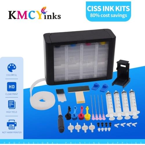 KMCYinks Continuous Ink Supply System Ciss Ink Tank Kit Ink Cartridge for HP140 for HP141 Photosmart C4273 Ink C4343 Ink C4383