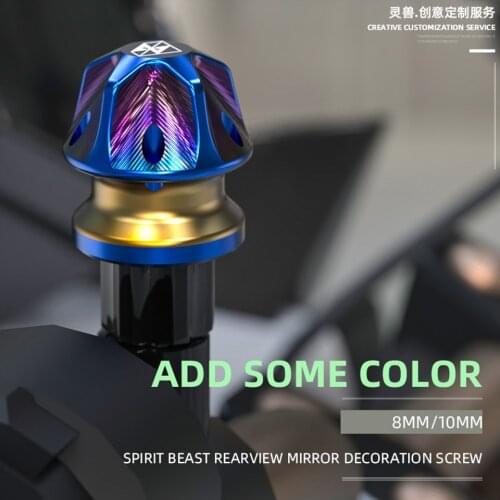 Universal Spirit Beast Motorcycle Rearview Mirror Screw Mount Mirror 8/10MM Screw Bolts For Yamaha Honda Suzuki Kawasaki BMW