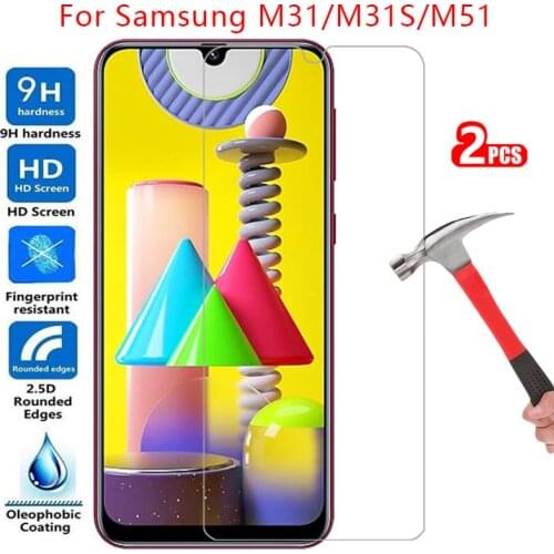 Tempered glass screen protector for samsung m31s m31 m51 case cover on galaxy m 31s 31 s 51 31m 51m protective phone coque bag