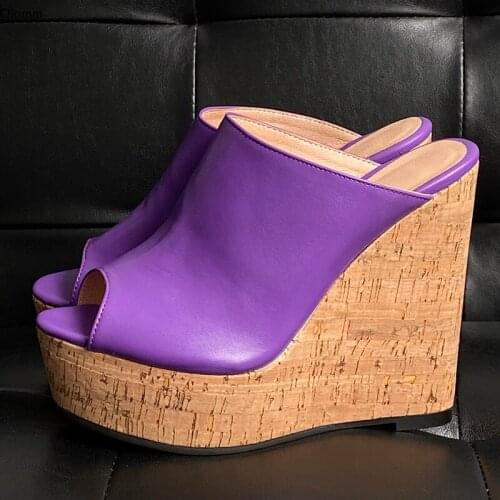 Olomm Women Platform Slingback Sandals Sexy Wedges High Heels Sandals Open Toe Purple Dress Party Shoes Women US Plus Size 5-20