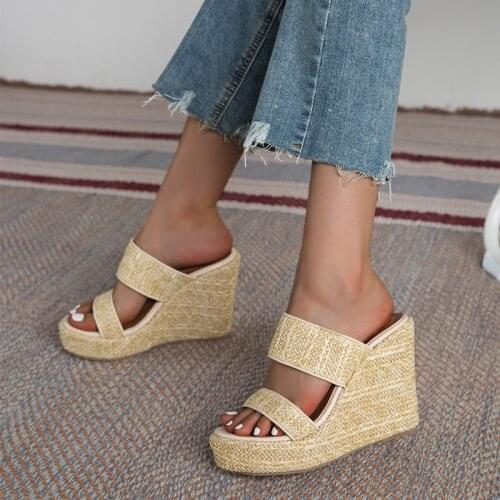 Womens slippers plus size slingback sandals summer new 2021 luxury slider Roman fashion wedge womens shoes Gladiator