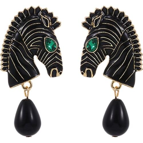 ZHINI 2020 Vintage cute Boho Water Drop Earrings for Women Fashion Exaggerated Bohemia Animal Zebra Earrings Pendientes Jewelry