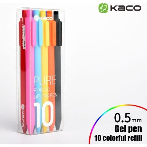 10pcs Kaco Candy Color ABS Gel Pen 0.5mm Black Refills Signing Ballpoint Pens Student Gift Writing School Supplies Stationery