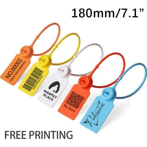 100 Custom Garment Hang Tags Plastic Print Clothes Bag Shoe Product Brand Logo Security Seal Label Tag for Clothing 180mm/7.1"