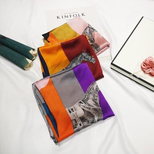 2020 70x70 Geometric Multipurpose women Silk twill scarf Satin square tie Hairband ladies foulard femme towel bufanda shawl