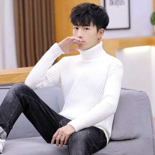 2021 Winter High Neck Thick Warm Sweater Men Turtleneck Brand Mens Sweaters Slim Fit Pullover Men Knitwear Male clothes
