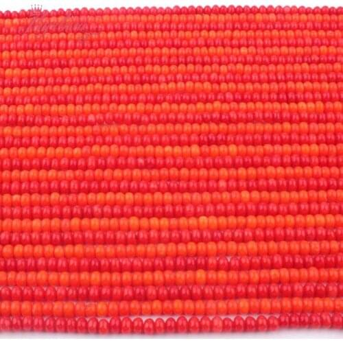 2x3mm Smooth Rondelle Coral Beads Natural Stone Beads For DIY Necklace Bracelets Earring Jewelry Making Loose 15" Free Shipping