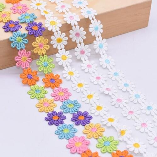 3Yard Mini 2.5cm Daisy Lace Trim Fabric Handmade DIY Lace Trim Sewing Craft Supplies Birthday Wedding Party Decoration Gift Wrap