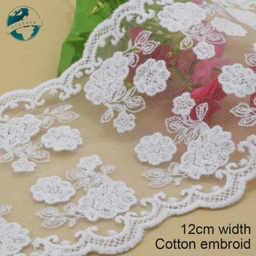 3yards 12cm wide Cotton embroid lace edge sewing ribbon guipure trim wedding lace DIY Garment Accessories french doll lace#3949