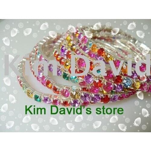 50pcs/lot MULTI- COLOR Rhinestone Crystal Stretch Bracelet Tennis Bracelets Fashion Jewelry