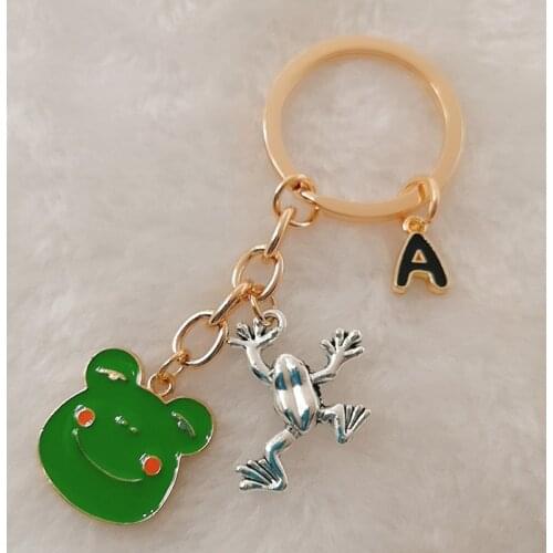 A-Z letter cartoon enamel frog keychain cute frog keychain car key ring student school bag key ring pendant creative gift