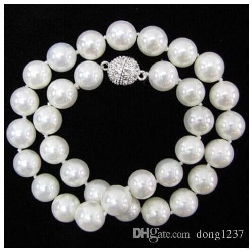 AAA 10mm Genuine White South Sea Shell Pearl Necklace 18">>> free shipping