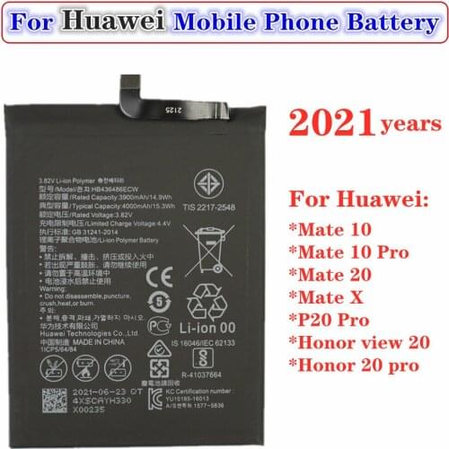 For Hua Wei Phone Battery HB436486ECW 4000mAh for Huawei Mate 10 / 10 Pro / 20 / X ,P20 Pro ,Honor view 20 ,Honor 20 pro Battery