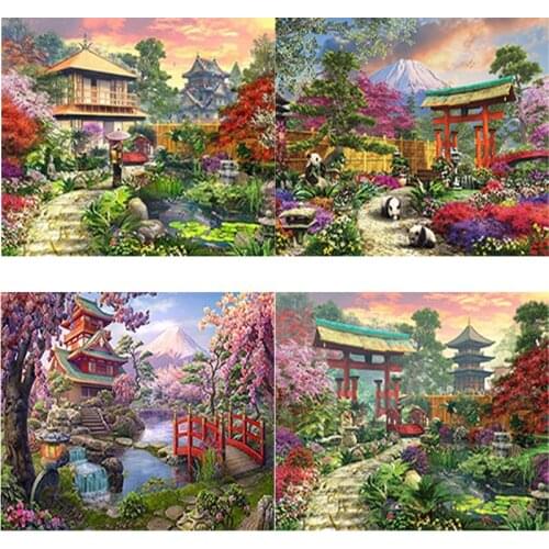 New 5D DIY Diamond Painting Landscape Village Diamond Embroidery Full Square Round Drill Scenery Cross Stitch Crafts Home Decor