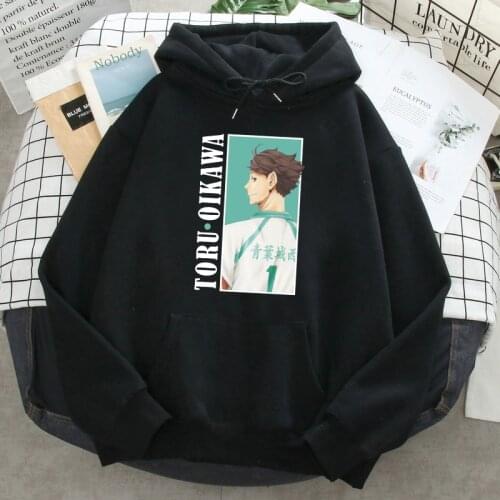 Anime Hoodies Man Haikyuu Oikawa Print Casual Loose Clothes 2021 Homme High Quality Pockets Hoody Long Sleeve Hooded Pullover