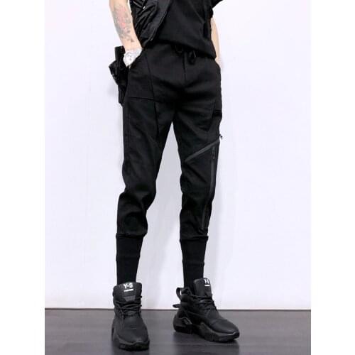 Free shipping Mens Male fashion black casual small feet harem pants element design style zipper decoration personality pants