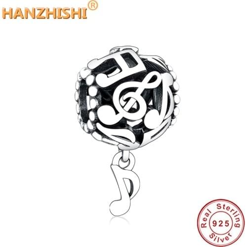 2020 New 925 Sterling Silver Openwork Music Notes Charm Beads Fit Original pandora Charm Bracelet Necklace DIY Jewelry Making