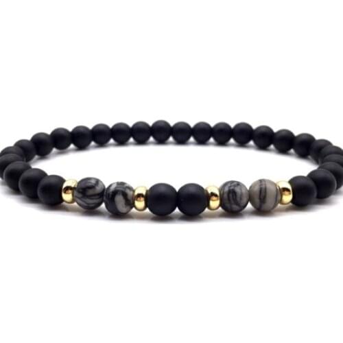 Black 8mm bohemian multicolor Agate beads Chakra Reiki Buddha Yoga Bracelet elastic adjustable Volcanic Stone Bangles iok3