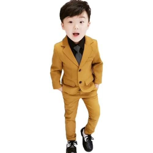 Children Baby Boys Birthday Dress Jackets Pants 2Pcs Formal Suit For Weddings Party Boys Kids Clothes Set Brand Blazers Suits F9