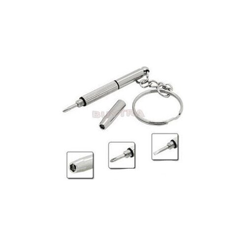 Double Head 3 in 1 Mini Eyeglass Screwdriver Hand Tool Stainless Steel Keychain Screwdriver Bit Multificational Tools