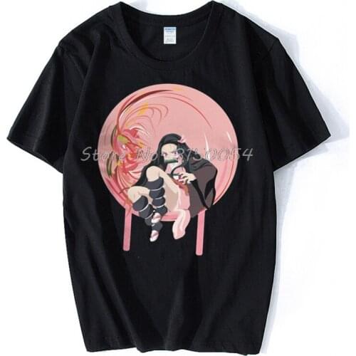 Unisex T Shirt Nezuko Demon Slayer Kimetsu No Yaiba Anime Manga T-shirt Men Cotton O-neck Cartoon Design TShirt Tees Harajuku