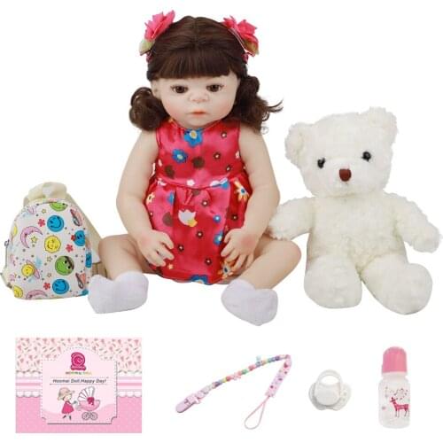 Hot Sale Bebe Reborn Baby Doll 18'' Full Body Silicone Lifelike Fashion Lovely Toy Doll For Wholesale Kid Christmas Gifts 48CM