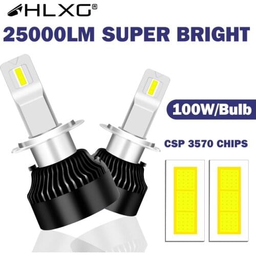 HLXG h7 hir2 9012 led 25000LM headlight car Light h4 LED canbus bulb 9005 9006 HB3 HB4 H1 H8 H9 H11 lamp 6500K 12V CSP 3570 led