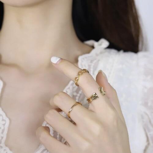 3pcs Vintage Gold Ring Simple Temperament Opening Adjustable Punk Metal Ring Sets Party Jewelry 2021 New Hot Sale Wholesale