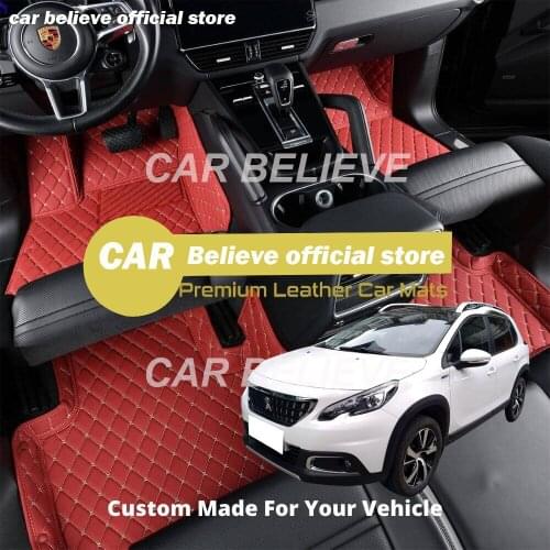Leather Car Floor mats for Peugeot 2008 2018 2017 2016 2015 2014 2013 Carpets Rugs Pads Accessories