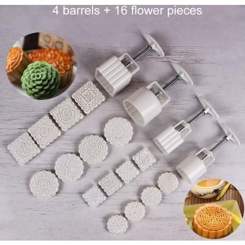 Square/Round Mooncake Mold Hand Pressure Maker Mould with Flower Stamps Plastic Cookies Cutter MYDING