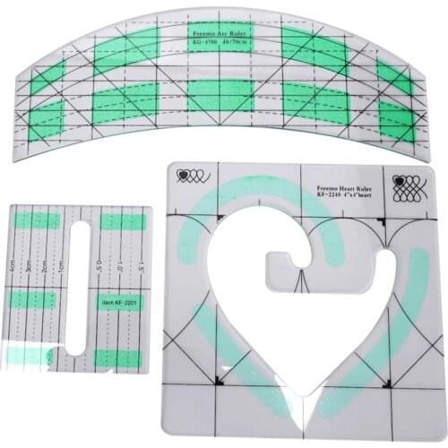 HOT-Non-Slip Quilt Ruler Arc Ruler Heart Ruler Patchwork Quilting Template Set 3Pcs