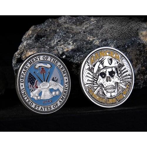 U.S. Army Metal Badge Skeleton Head Challenge Coin Paint Process Commemorative Coin Home Decoration Collection