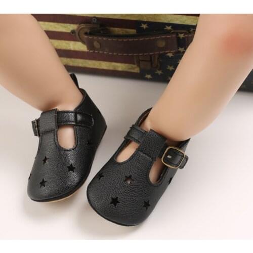 Fashion Newborn Infant Baby Boys Girls Star Pattern Leather Rubber Soft Soled Non-Slip First Walking Shoes Prewalker Footwear#p4