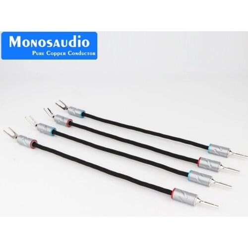 Monosaudio Eclipse series Pure Silver speaker jumper cable hi-end silver bridge wire with Y spade to Y spade connector plug