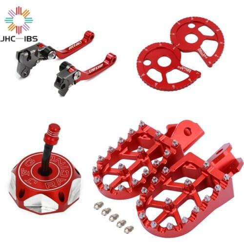 Motorcycle Adjuster Fuel Tank Gas Cap Brake Clutch Levers Aluminum Sprocket Guide Chain Foot Pegs Footrest For CRF230F 2004-2017