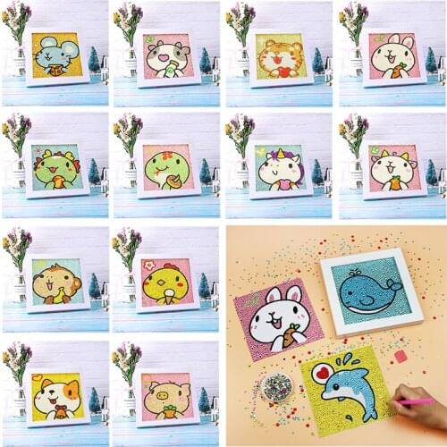 5D Diamond Painting Kits for Kids Cartoon Animals Full Drill Painting by Number Kits for Children Diamond Embroidery Decoration